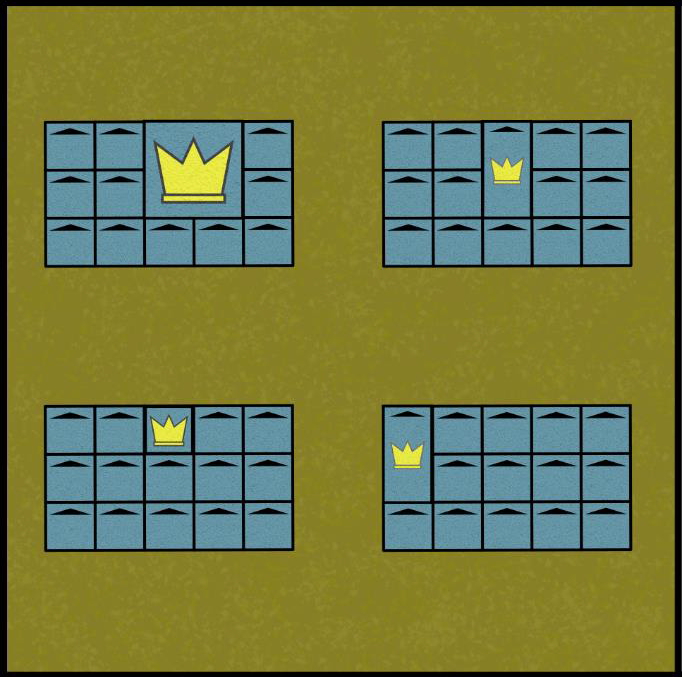 Diagram showing three units each with three complete ranks, giving a rank bonus of plus 2.
