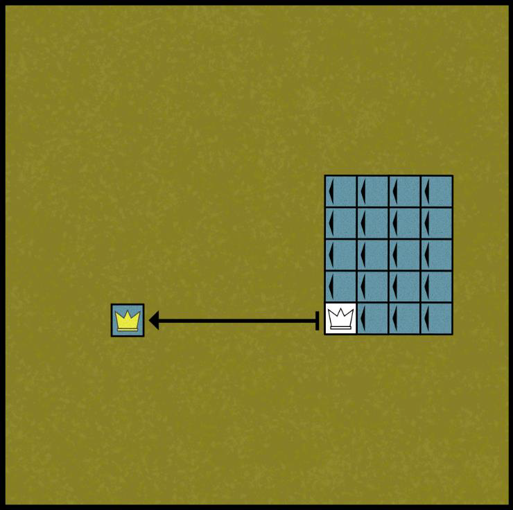 Diagram showing a character charging or moving out of its unit.