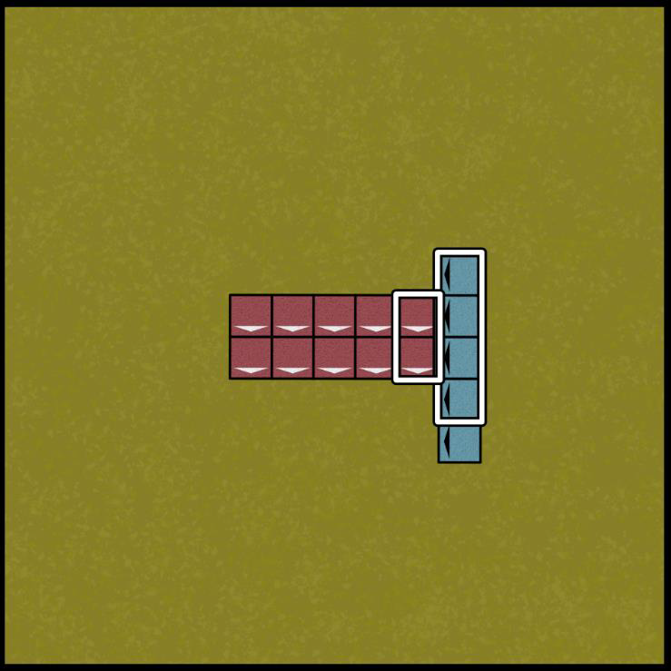 Diagram showing models fighting to their flank being unable to make supporting attacks.