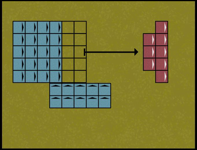 Diagram showing a unit that lost the combat and failed its Break test fleeing 7 inches.